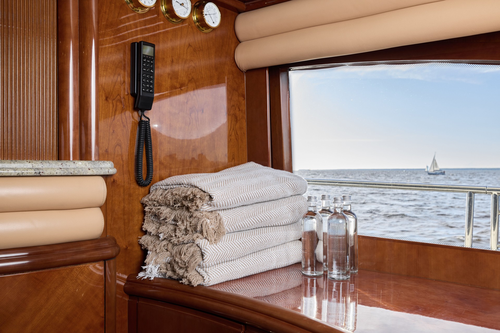 Experience the Luxurious Yacht Interior with a Stunning Scenic View of the Ocean